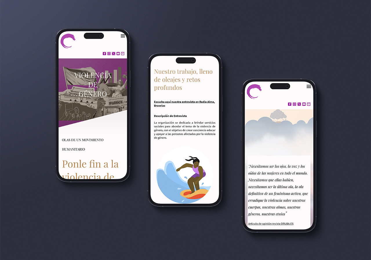 Gender violence website, showcase smartphone design. Abbe Agency.