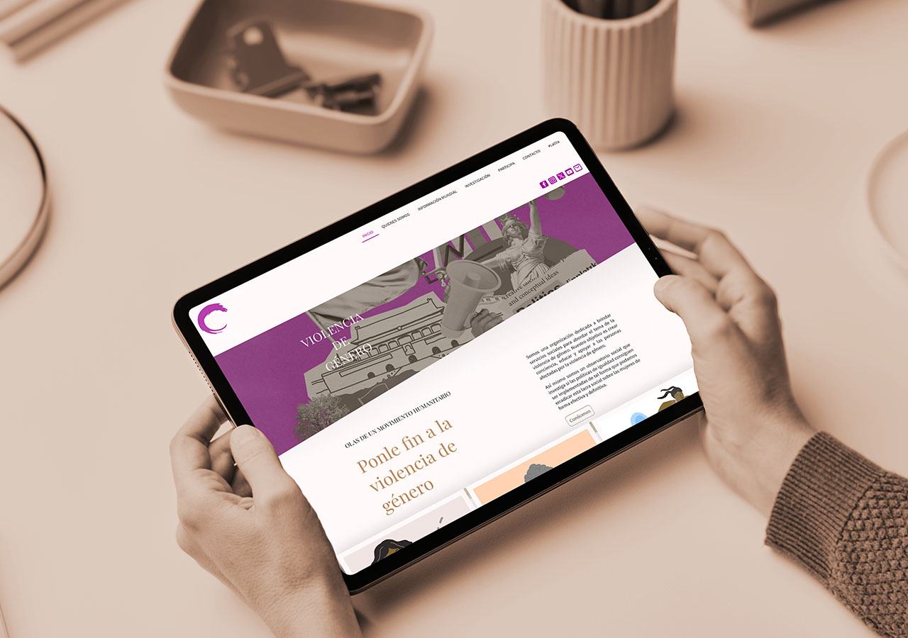 Gender violence website, showcase tablet design. Abbe Agency.